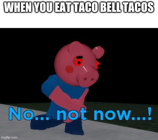Not Now! George Pig | WHEN YOU EAT TACO BELL TACOS | image tagged in not now george pig | made w/ Imgflip meme maker