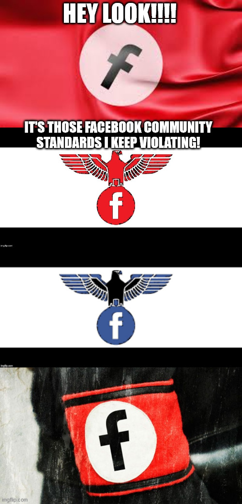 HEY LOOK!!!! IT'S THOSE FACEBOOK COMMUNITY STANDARDS I KEEP VIOLATING! | image tagged in facebook,facebook community standards | made w/ Imgflip meme maker