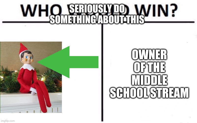 Who Would Win? | SERIOUSLY DO SOMETHING ABOUT THIS; OWNER OF THE MIDDLE SCHOOL STREAM | image tagged in memes,who would win | made w/ Imgflip meme maker