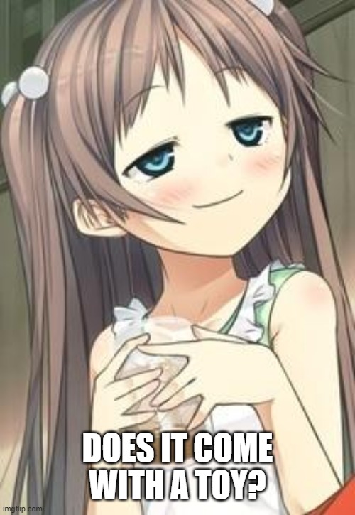 Smug Loli | DOES IT COME WITH A TOY? | image tagged in smug loli | made w/ Imgflip meme maker