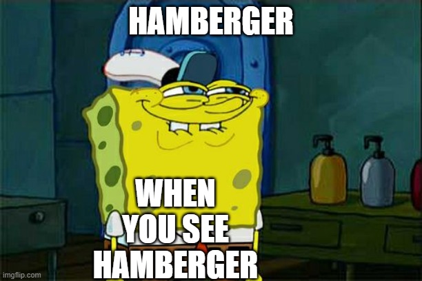 hamburger | HAMBERGER; WHEN YOU SEE HAMBERGER | image tagged in memes,don't you squidward | made w/ Imgflip meme maker