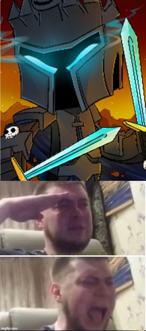 No words | image tagged in popularmmos,crying salute | made w/ Imgflip meme maker