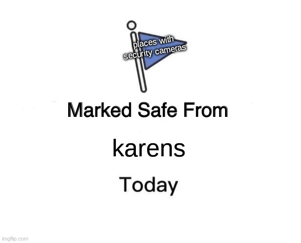 Marked Safe From Meme | places with security cameras; karens | image tagged in memes,marked safe from | made w/ Imgflip meme maker