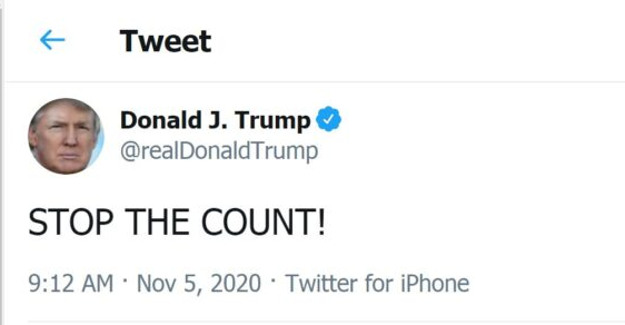 High Quality Trump tweet stop the count Blank Meme Template