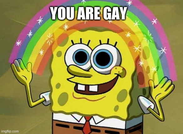 Imagination Spongebob Meme | YOU ARE GAY | image tagged in memes,imagination spongebob | made w/ Imgflip meme maker