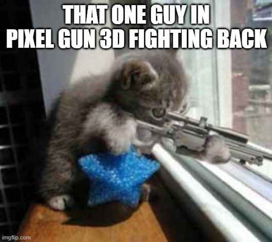 CatSniper | THAT ONE GUY IN PIXEL GUN 3D FIGHTING BACK | image tagged in catsniper | made w/ Imgflip meme maker