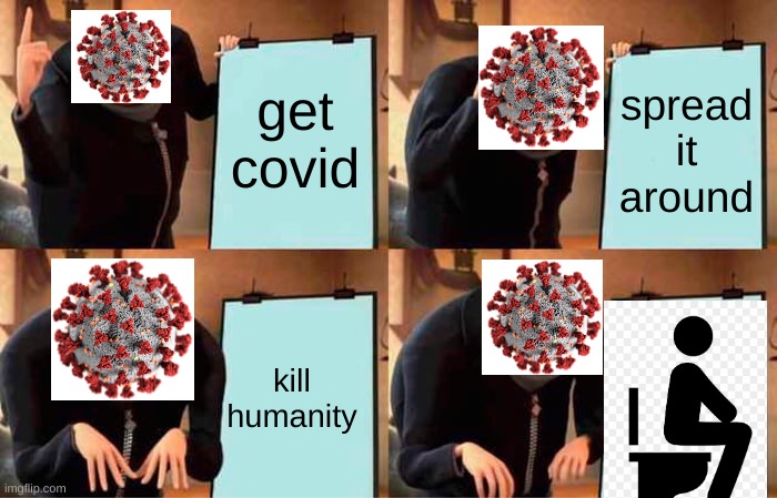 Gru is COVID! | get covid; spread it around; kill humanity | image tagged in memes,gru's plan | made w/ Imgflip meme maker