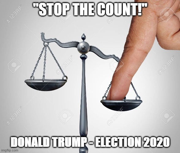 Loser | "STOP THE COUNT!"; DONALD TRUMP - ELECTION 2020 | image tagged in injustice,trump,election 2020,sore loser,vote suppression | made w/ Imgflip meme maker