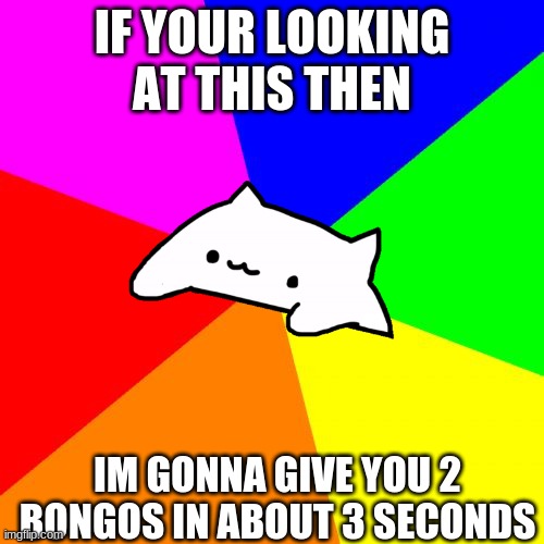 bongo time |  IF YOUR LOOKING AT THIS THEN; IM GONNA GIVE YOU 2 BONGOS IN ABOUT 3 SECONDS | image tagged in bongo cat,rainbow,original meme | made w/ Imgflip meme maker