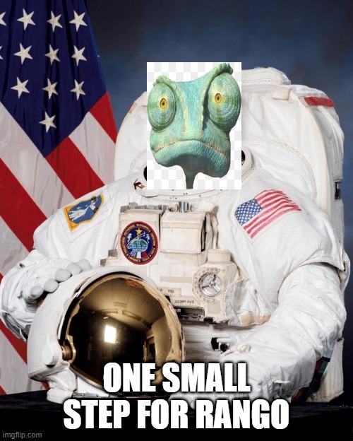 one giant leap for the spirit of the west | ONE SMALL STEP FOR RANGO | image tagged in space force | made w/ Imgflip meme maker