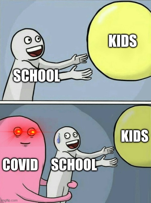 Running Away Balloon Meme | KIDS; SCHOOL; KIDS; COVID; SCHOOL | image tagged in memes,running away balloon | made w/ Imgflip meme maker