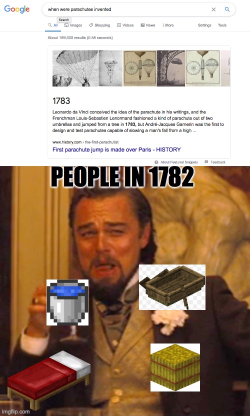 Minecraft MLG | PEOPLE IN 1782 | image tagged in memes,laughing leo,minecraft,mlg | made w/ Imgflip meme maker