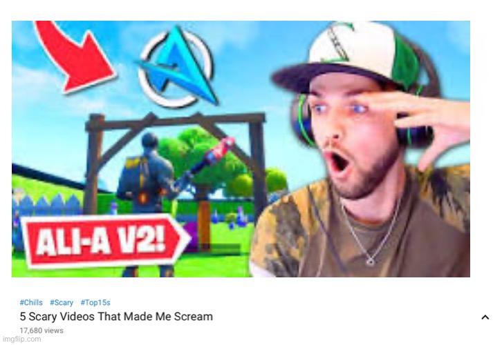 Ali-A makes me scream | image tagged in clickbait,ali-a,top 5,scary | made w/ Imgflip meme maker