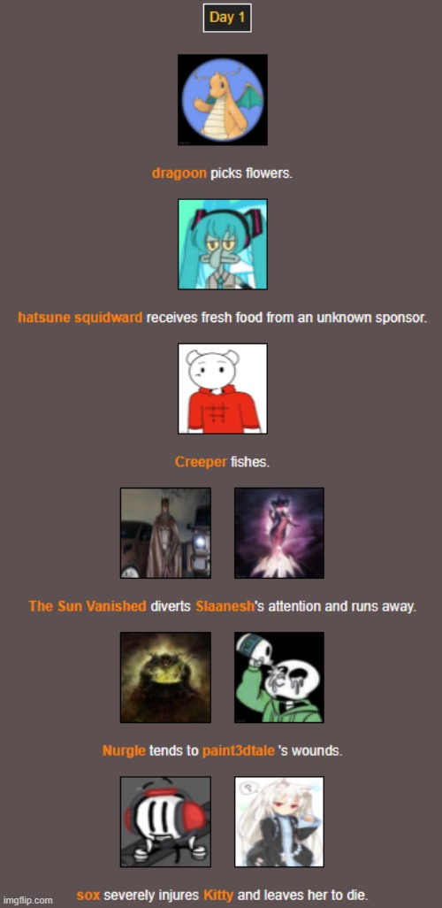 Day 1 (1) | image tagged in hunger games | made w/ Imgflip meme maker