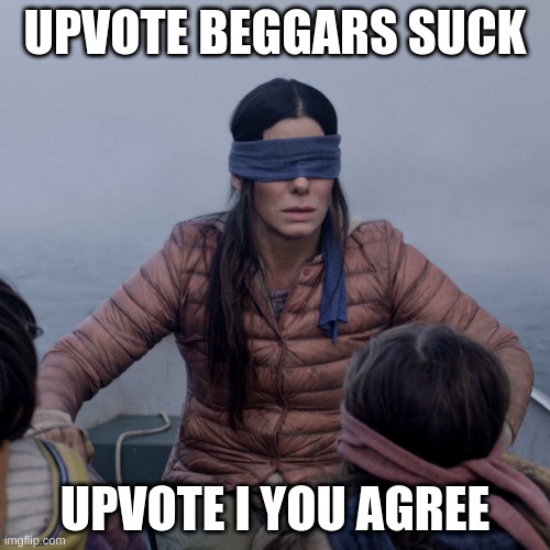 Upvote Beggars Suck | UPVOTE BEGGARS SUCK; UPVOTE I YOU AGREE | image tagged in memes,bird box | made w/ Imgflip meme maker