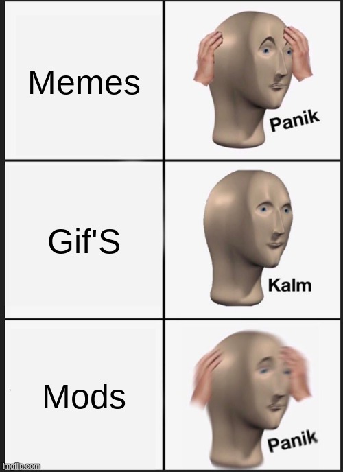 Panik Kalm Panik | Memes; Gif'S; Mods | image tagged in memes,panik kalm panik | made w/ Imgflip meme maker