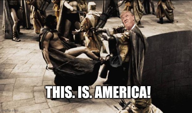 Trump gonna learn | THIS. IS. AMERICA! | image tagged in madness - this is sparta,dumptrump | made w/ Imgflip meme maker