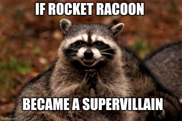 Evil Plotting Raccoon Meme | IF ROCKET RACOON; BECAME A SUPERVILLAIN | image tagged in memes,evil plotting raccoon | made w/ Imgflip meme maker