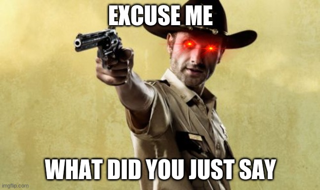Rick Grimes | EXCUSE ME; WHAT DID YOU JUST SAY | image tagged in memes,rick grimes | made w/ Imgflip meme maker