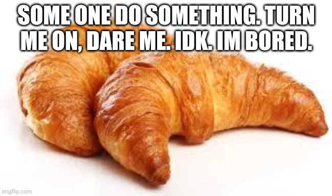 Croissant | SOME ONE DO SOMETHING. TURN ME ON, DARE ME. IDK. IM BORED. | image tagged in croissant | made w/ Imgflip meme maker