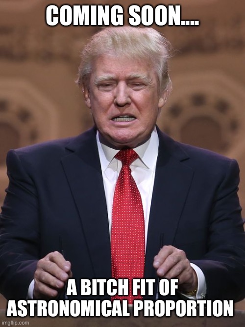 Donald Trump | COMING SOON.... A BITCH FIT OF ASTRONOMICAL PROPORTION | image tagged in donald trump | made w/ Imgflip meme maker