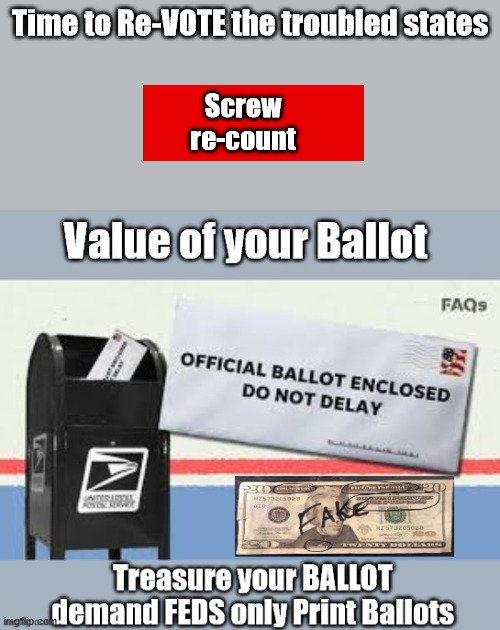 Screw Recount....Re-Vote | Time to Re-VOTE the troubled states; Screw re-count | image tagged in reelection,revote,election,biden,communism | made w/ Imgflip meme maker