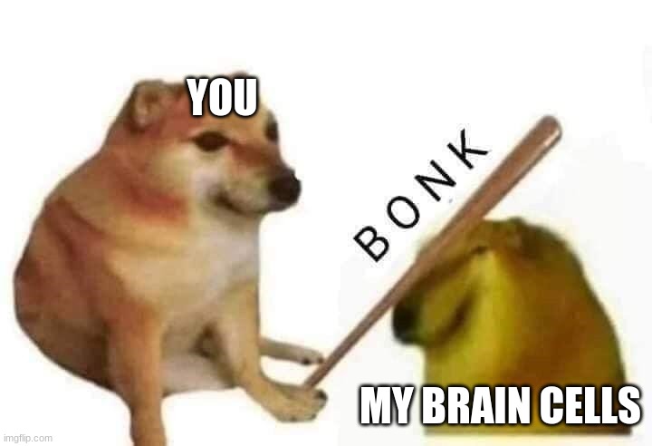 Doge bonk | YOU MY BRAIN CELLS | image tagged in doge bonk | made w/ Imgflip meme maker