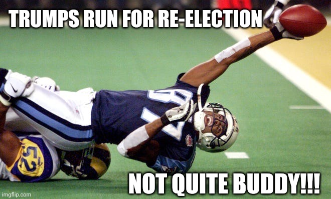 TRUMPS RUN FOR RE-ELECTION; NOT QUITE BUDDY!!! | image tagged in sports,football,short,loser,fail | made w/ Imgflip meme maker