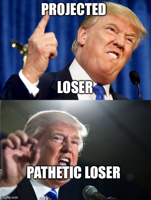 PROJECTED; LOSER; PATHETIC LOSER | image tagged in donald trump | made w/ Imgflip meme maker