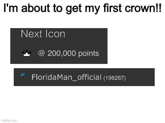 . O . | I'm about to get my first crown!! | image tagged in blank white template,wow,crown,imgflip,florida man,meanwhile in florida | made w/ Imgflip meme maker