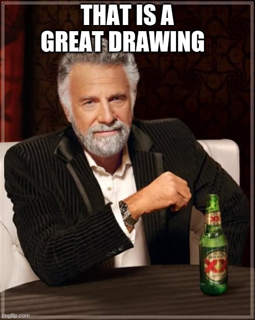 The Most Interesting Man In The World Meme | THAT IS A GREAT DRAWING | image tagged in memes,the most interesting man in the world | made w/ Imgflip meme maker