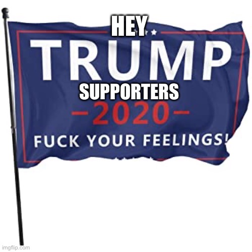 Fixed that for you | HEY; SUPPORTERS | image tagged in trump,flag,idiots | made w/ Imgflip meme maker