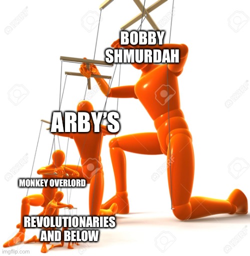 Bobby Bobby | BOBBY SHMURDAH; ARBY’S; MONKEY OVERLORD; REVOLUTIONARIES AND BELOW | image tagged in bob | made w/ Imgflip meme maker
