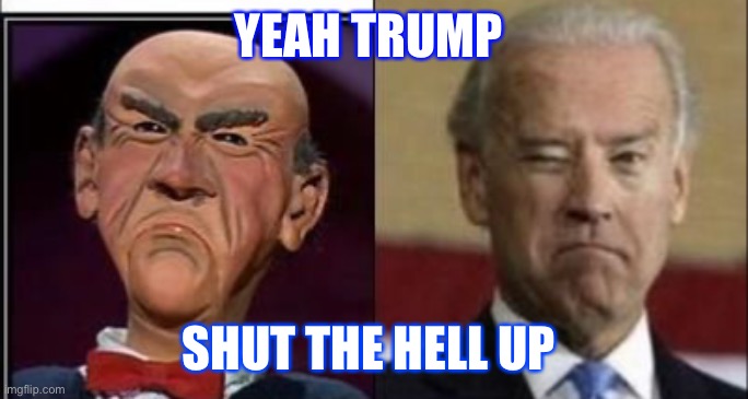 Shut up | YEAH TRUMP; SHUT THE HELL UP | image tagged in politics,joe biden,funny memes,puppies and kittens | made w/ Imgflip meme maker