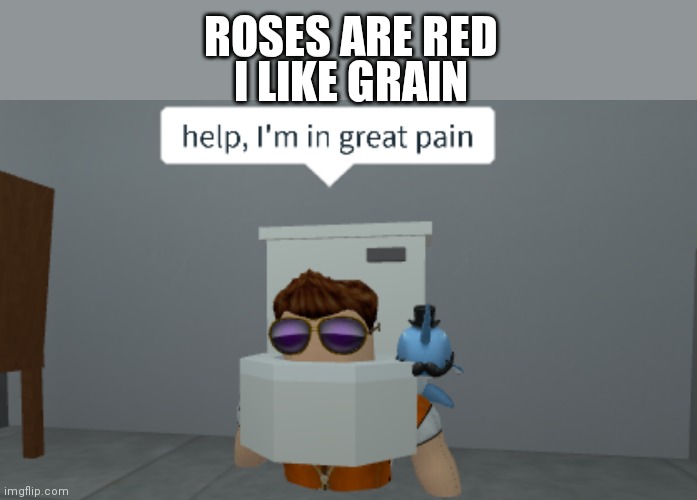 Toiletry Troubles |  ROSES ARE RED; I LIKE GRAIN | image tagged in roblox,poem | made w/ Imgflip meme maker