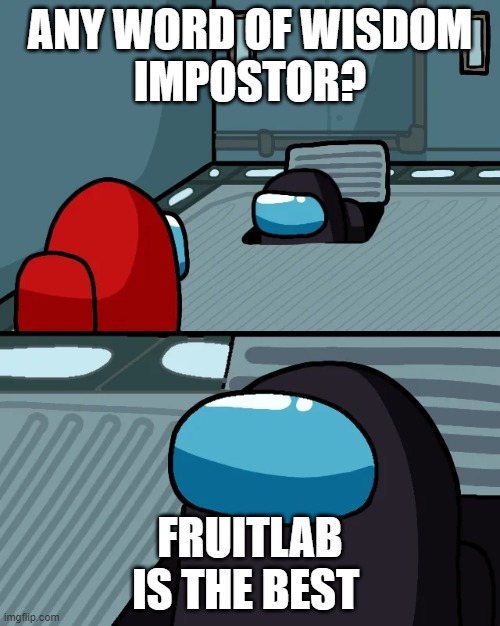 impostor of the vent | ANY WORD OF WISDOM
IMPOSTOR? FRUITLAB IS THE BEST | image tagged in impostor of the vent | made w/ Imgflip meme maker