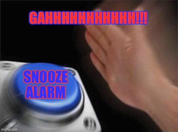 Blank Nut Button | GAHHHHHHHHHHH!!! SNOOZE ALARM | image tagged in memes,blank nut button | made w/ Imgflip meme maker
