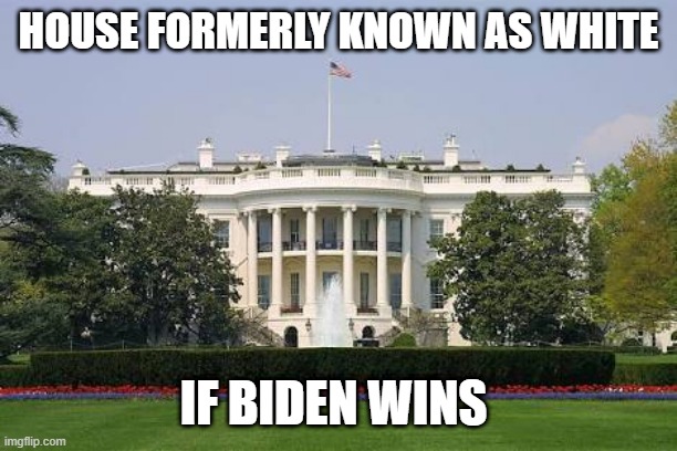 WhiteHouseBASK | HOUSE FORMERLY KNOWN AS WHITE; IF BIDEN WINS | image tagged in whitehousebask | made w/ Imgflip meme maker