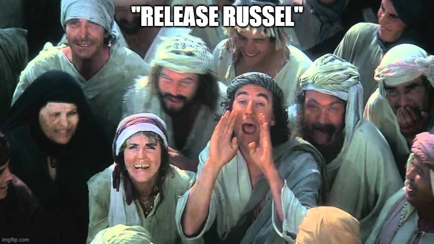 "RELEASE RUSSEL" | made w/ Imgflip meme maker