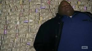 Black guy lying on money Blank Meme Template