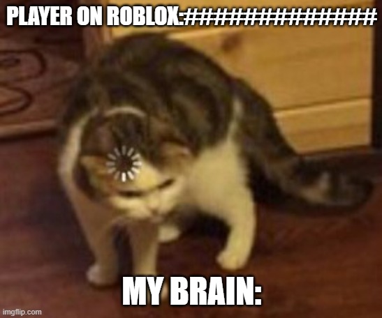 JustHashtagsAndConfusion | PLAYER ON ROBLOX:#############; MY BRAIN: | image tagged in loading cat | made w/ Imgflip meme maker