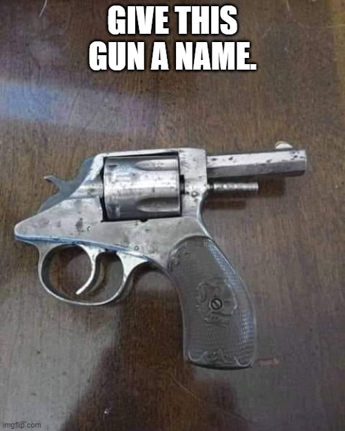 Bang Bang | GIVE THIS GUN A NAME. | image tagged in lol so funny | made w/ Imgflip meme maker