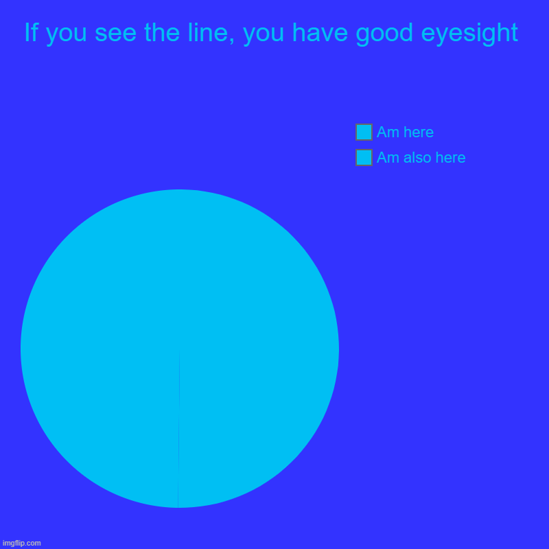 If you see the line, you have good eyesight | Am also here, Am here | image tagged in charts,pie charts | made w/ Imgflip chart maker