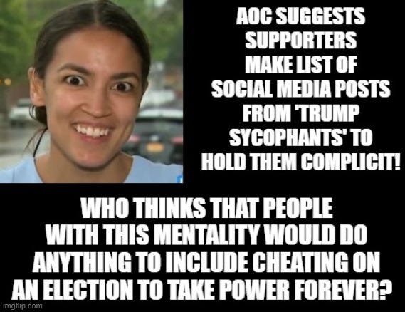 AOC Wants List Of Social Media Posts from Trump Supporters! | image tagged in aoc,stupid liberals | made w/ Imgflip meme maker