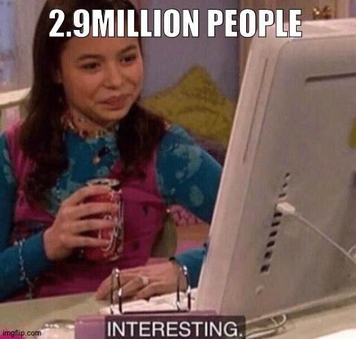 iCarly Interesting | 2.9MILLION PEOPLE | image tagged in icarly interesting | made w/ Imgflip meme maker