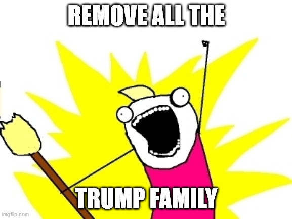Broomstick meme | REMOVE ALL THE; TRUMP FAMILY | image tagged in broomstick meme | made w/ Imgflip meme maker
