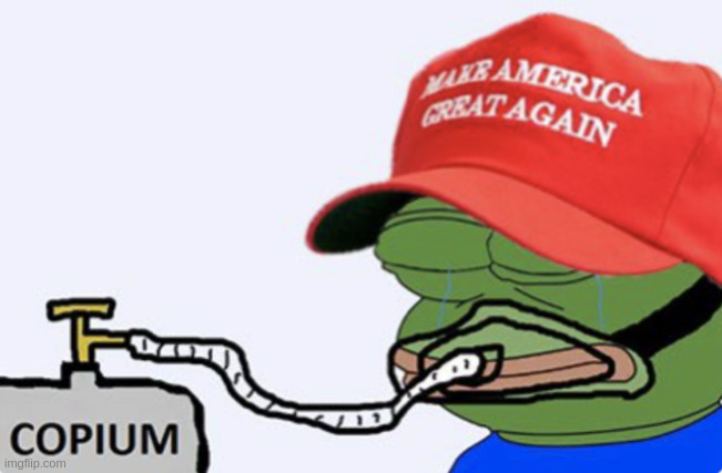 Prepare your four years worth supply y'all. It helps with the butthurts. | image tagged in memes,pepe the frog,maga hat,copium,maga hat pepe copium,maga hat pepe | made w/ Imgflip meme maker