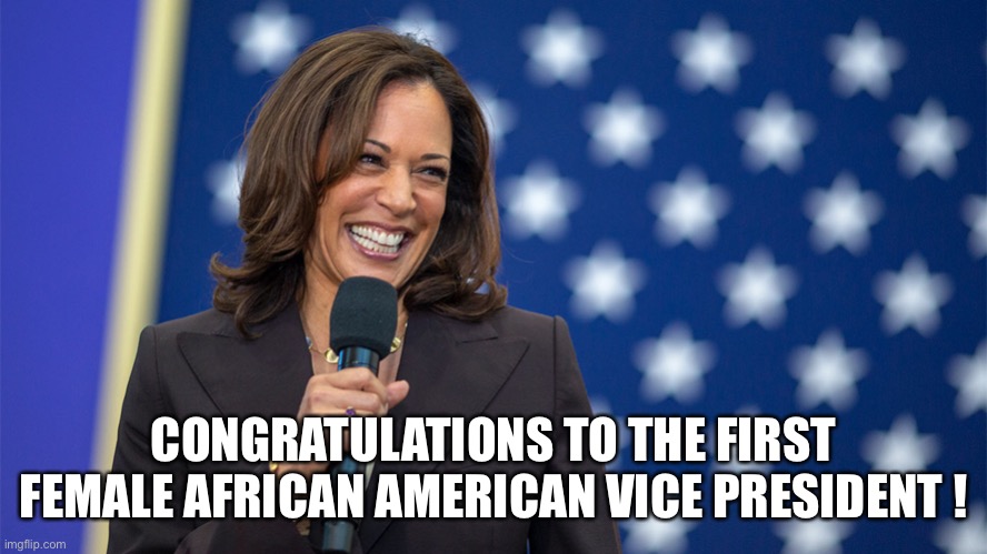 Congratulations to Kamala | CONGRATULATIONS TO THE FIRST FEMALE AFRICAN AMERICAN VICE PRESIDENT ! | image tagged in kamala harris,vice president,strong | made w/ Imgflip meme maker