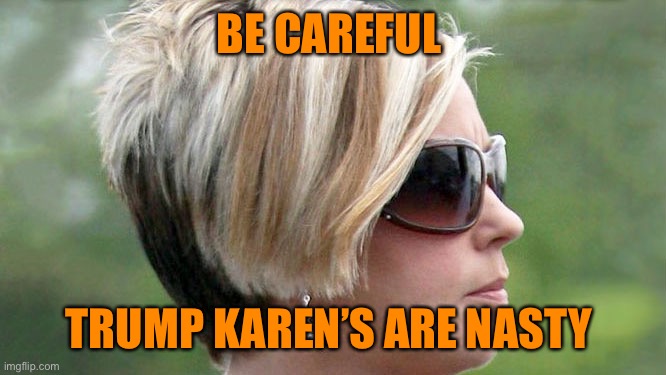 Karen | BE CAREFUL TRUMP KAREN’S ARE NASTY | image tagged in karen | made w/ Imgflip meme maker