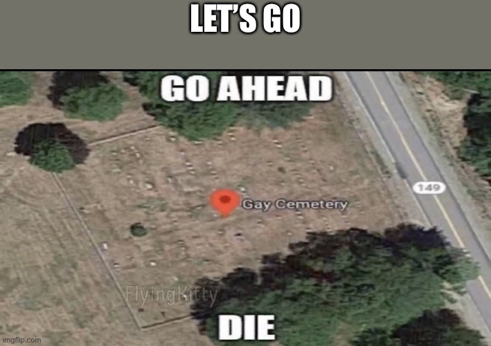 Gay cemetery | LET’S GO | image tagged in gay cemetery | made w/ Imgflip meme maker